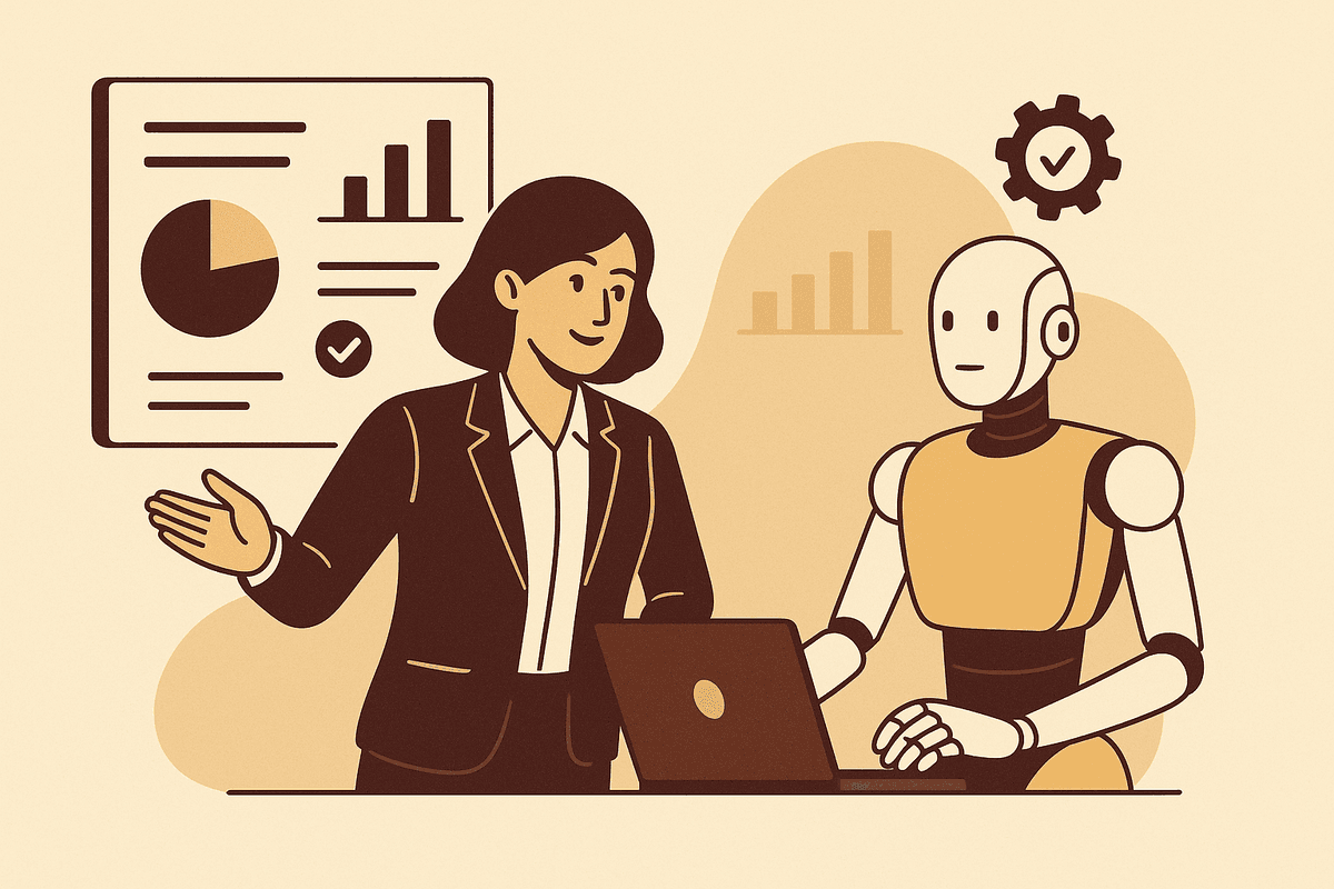 Human and AI working together in partnership